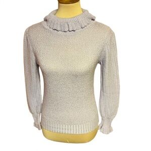 Vintage 70s lavender frilly turtleneck sweater